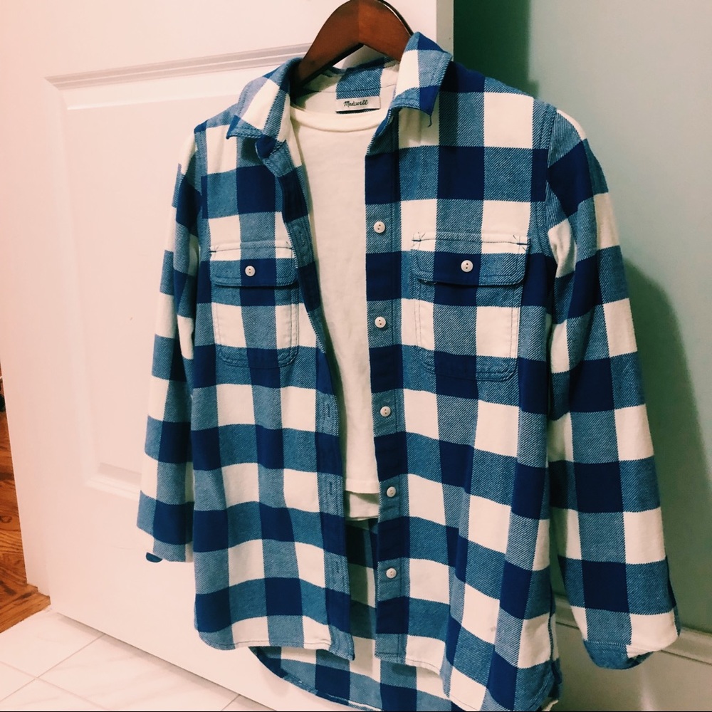 Madewell Blue and White Flannel